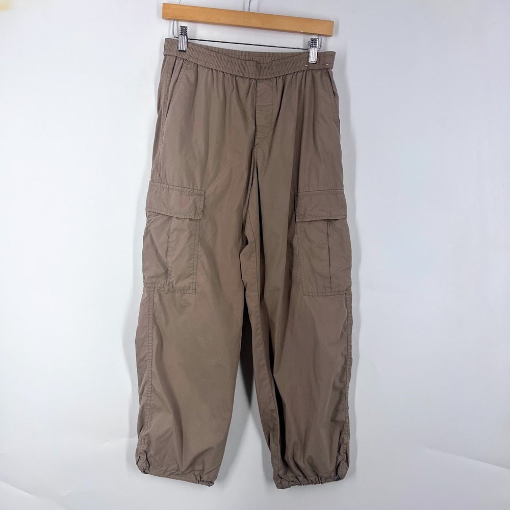 Uniqlo Womens Cargo Jogger Pants Brown Elastic Waist 221-456106 Size M